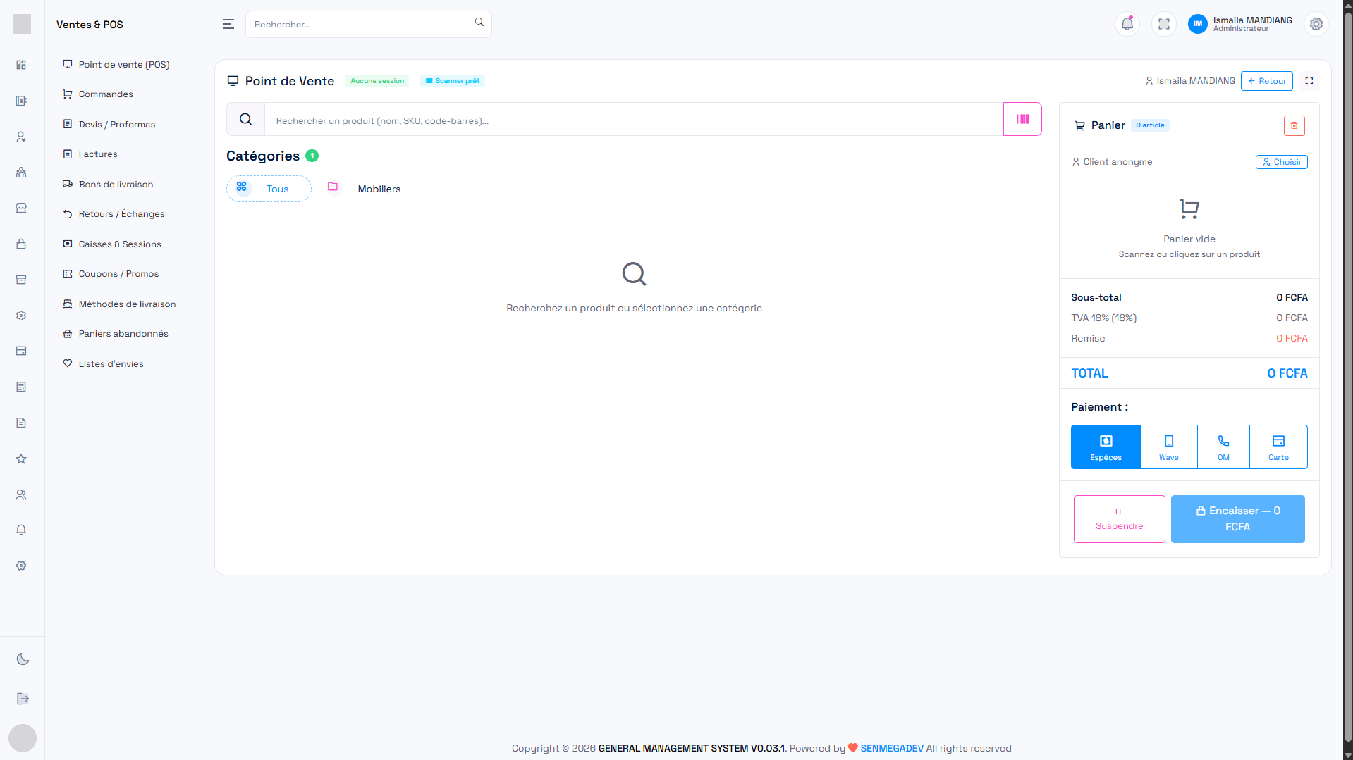 Module Ventes et Point de Vente POS GENERAL MS